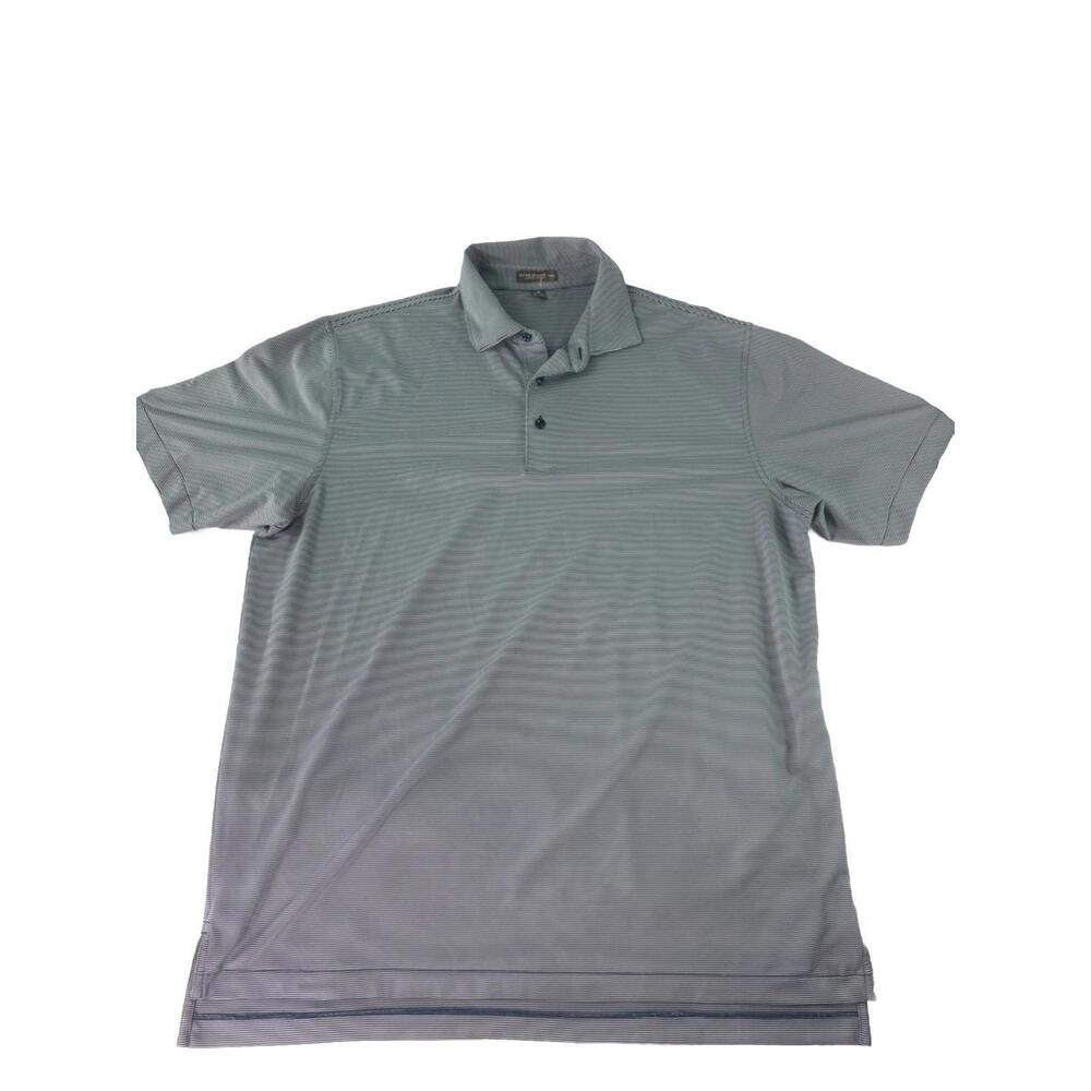 Peter Millar Polo Shirt Mens SummerComfort Golf Blue & White Striped shirt, XL